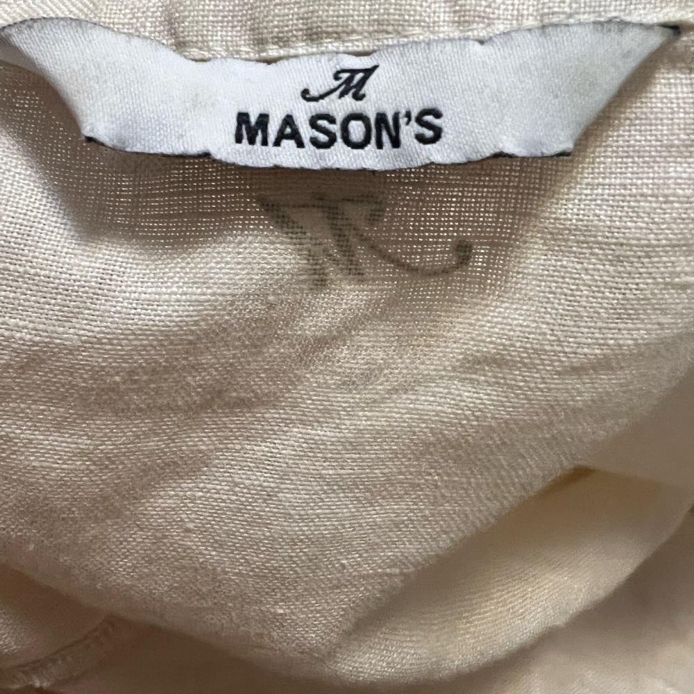 Mason's Forte Dei Marmi Women Size 42 US 6-8 Linen Dress Ruffle Embroidered